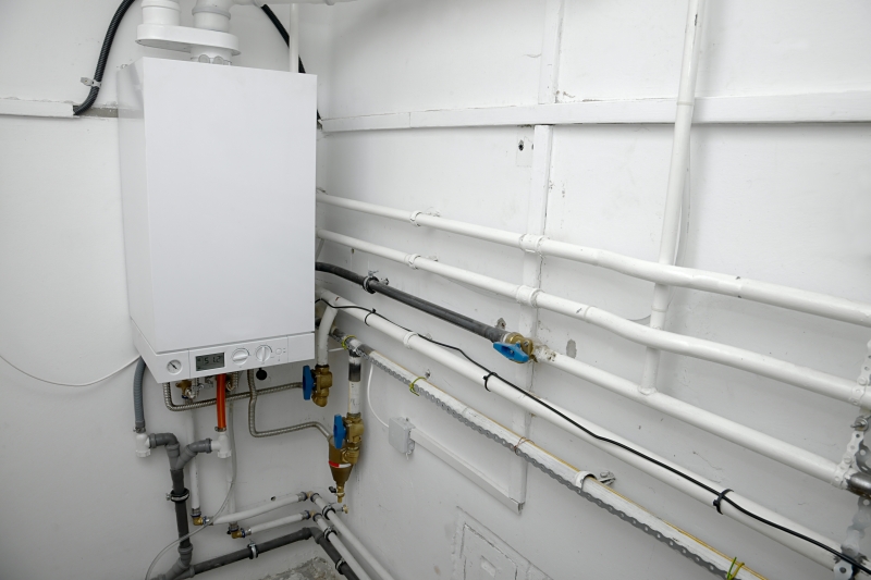 Central heating system being power flushed in Thames Ditton